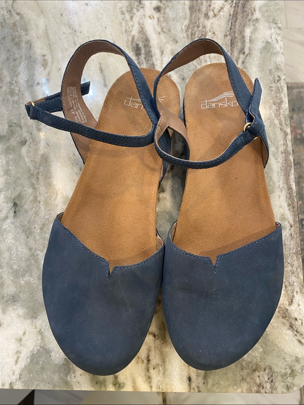 Dansko Navy Suede Slingback Mules